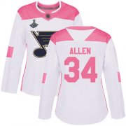 Wholesale Cheap Adidas Blues #34 Jake Allen White/Pink Authentic Fashion Stanley Cup Champions Women's Stitched NHL Jersey
