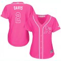 Wholesale Cheap Athletics #2 Khris Davis Pink Fashion Women's Stitched MLB Jersey