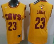 Wholesale Cheap Women's Cleveland Cavaliers #23 LeBron James Yellow 2016 The NBA Finals Patch Jersey