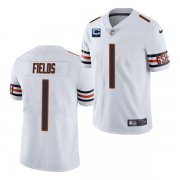 Wholesale Cheap Men's Chicago Bears 2022 #1 Justin Fields White With 1-star C Patch Vapor Untouchable Limited Stitched Jersey