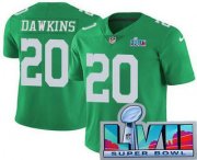 Wholesale Cheap Men's Philadelphia Eagles #20 Brian Dawkins Limited Green Rush Super Bowl LVII Vapor Jersey