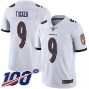 Wholesale Cheap Nike Ravens #9 Justin Tucker White Men's Stitched NFL 100th Season Vapor Limited Jersey