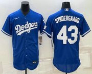 Wholesale Cheap Men's Los Angeles Dodgers #43 Noah Syndergaard Blue Stitched MLB Flex Base Nike Jersey