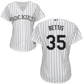 Wholesale Cheap Rockies #35 Chad Bettis White Strip Home Women\'s Stitched MLB Jersey