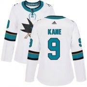 Wholesale Cheap Adidas Sharks #9 Evander Kane White Road Authentic Women's Stitched NHL Jersey