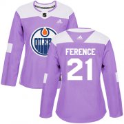 Wholesale Cheap Adidas Oilers #21 Andrew Ference Purple Authentic Fights Cancer Women's Stitched NHL Jersey