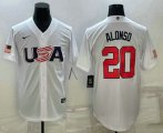 Wholesale Cheap Men's USA Baseball #20 Pete Alonso 2023 White World Baseball Classic Stitched Jerseys