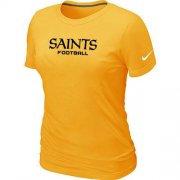 Wholesale Cheap Women's Nike New Orleans Saints Sideline Legend Authentic Font T-Shirt Yellow