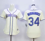 Wholesale Cheap Mariners #34 Felix Hernandez Cream Alternate Women's Stitched MLB Jersey