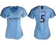 Wholesale Cheap Women's Manchester City #5 Stones Home Soccer Club Jersey