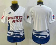 Wholesale Cheap Youth Puerto Rico Baseball Blank 2023 White World Baseball Classic Stitched Jerseys