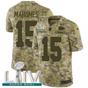 Wholesale Cheap Nike Chiefs #15 Patrick Mahomes Camo Super Bowl LIV 2020 Youth Stitched NFL Limited 2018 Salute To Service Jersey
