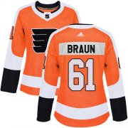 Wholesale Cheap Adidas Flyers #61 Justin Braun Orange Home Authentic Women's Stitched NHL Jersey