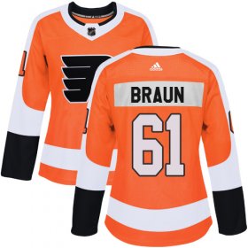 Wholesale Cheap Adidas Flyers #61 Justin Braun Orange Home Authentic Women\'s Stitched NHL Jersey