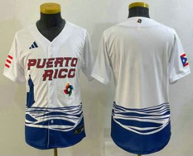 Wholesale Cheap Youth Puerto Rico Baseball Blank 2023 White World Baseball Classic Stitched Jersey