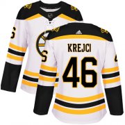 Wholesale Cheap Adidas Bruins #46 David Krejci White Road Authentic Women's Stitched NHL Jersey