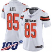 Wholesale Cheap Nike Browns #85 David Njoku White Women's Stitched NFL 100th Season Vapor Limited Jersey
