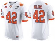 Wholesale Cheap Men's Clemson Tigers #42 Christian Wilkins White 2017 Championship Game Patch Stitched CFP Nike Limited Jersey