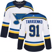 Wholesale Cheap Adidas Blues #91 Vladimir Tarasenko White Road Authentic Women's Stitched NHL Jersey