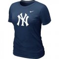 Wholesale Cheap Women's New York Yankees Heathered Nike Dark Blue Blended T-Shirt