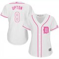 Wholesale Cheap Tigers #8 Justin Upton White/Pink Fashion Women's Stitched MLB Jersey