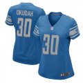 Wholesale Cheap Nike Lions #30 Jeff Okudah Light Blue Team Color Women's Stitched NFL Elite Jersey