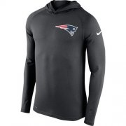 Wholesale Cheap Men's New England Patriots Nike Charcoal Stadium Touch Hooded Performance Long Sleeve T-Shirt