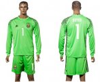 Wholesale Cheap Ukraine #1 Boyko Green Goalkeeper Long Sleeves Soccer Country Jersey