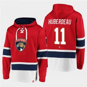Wholesale Cheap Men\'s Florida Panthers #11 Jonathan Huberdeau Red Ageless Must-Have Lace-Up Pullover Hoodie