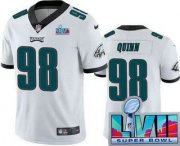 Wholesale Cheap Men's Philadelphia Eagles #98 Robert Quinn Limited White Super Bowl LVII Vapor Jersey