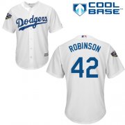 Wholesale Cheap Dodgers #42 Jackie Robinson White Cool Base 2018 World Series Stitched Youth MLB Jersey