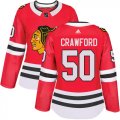 Wholesale Cheap Adidas Blackhawks #50 Corey Crawford Red Home Authentic Women's Stitched NHL Jersey