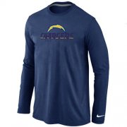 Wholesale Cheap Nike Los Angeles Chargers Authentic Logo Long Sleeve T-Shirt Dark Blue