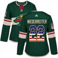 Wholesale Cheap Adidas Wild #22 Nino Niederreiter Green Home Authentic USA Flag Women's Stitched NHL Jersey