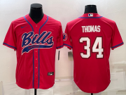 Wholesale Cheap Men's Buffalo Bills #34 Thurman Thomas Red With Patch Cool Base Stitched Baseball Jersey