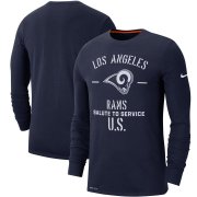 Wholesale Cheap Men's Los Angeles Rams Nike Navy 2019 Salute to Service Sideline Performance Long Sleeve Shirt