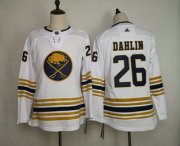 Wholesale Cheap Youth Buffalo Sabres #26 Rasmus Dahlin White With Gold 50th Anniversary Adidas Stitched NHL Jersey