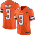 Wholesale Cheap Men's Denver Broncos #3 Russell Wilson Orange With C Patch & Walter Payton Patch Limited Stitched Jersey