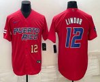 Wholesale Cheap Men's Puerto Rico Baseball #12 Francisco Lindor Number 2023 Red World Baseball Classic Stitched Jersey