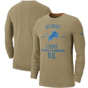 Wholesale Cheap Men's Detroit Lions Nike Tan 2019 Salute to Service Sideline Performance Long Sleeve Shirt