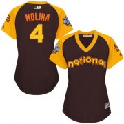 Wholesale Cheap Cardinals #4 Yadier Molina Brown 2016 All-Star National League Women's Stitched MLB Jersey