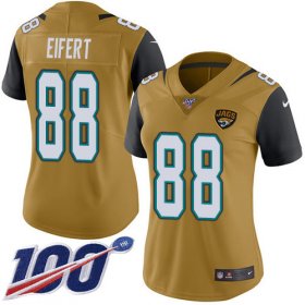 Wholesale Cheap Nike Jaguars #88 Tyler Eifert Gold Women\'s Stitched NFL Limited Rush 100th Season Jersey