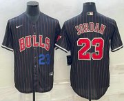Wholesale Cheap Men's Chicago Bulls #23 Michael Jordan Number Black With Patch Cool Base Stitched Baseball Jersey
