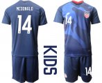 Wholesale Cheap Youth 2020-2021 Season National team United States away blue 14 Soccer Jersey