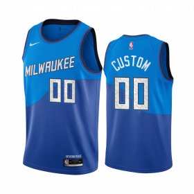 Wholesale Cheap Men\'s Nike Bucks Custom Personalized Swingman Blue NBA 2020-21 City Edition Jersey