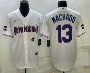 Wholesale Cheap Men's Dominican Republic Baseball #13 Manny Machado 2023 White World Baseball Classic Stitched Jersey