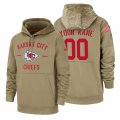 Wholesale Cheap Kansas City Chiefs Custom Nike Tan 2019 Salute To Service Name & Number Sideline Therma Pullover Hoodie