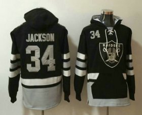 Wholesale Cheap Men\'s Oakland Raiders #34 Bo Jackson NEW Black Pocket Stitched NFL Pullover Hoodie