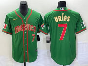 Wholesale Cheap Men's Mexico Baseball #7 Julio Urias Number 2023 Green Red Gold World Baseball Classic Stitched Jersey 2
