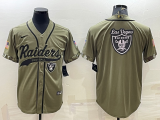 Wholesale Cheap Men's Las Vegas Raiders Olive Salute to Service Team Big Logo Cool Base Stitched Baseball Jersey
